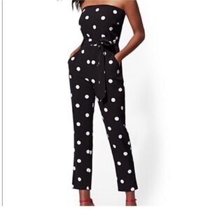 NWT New York & Company Black and White Polka Dot Jumpsuit